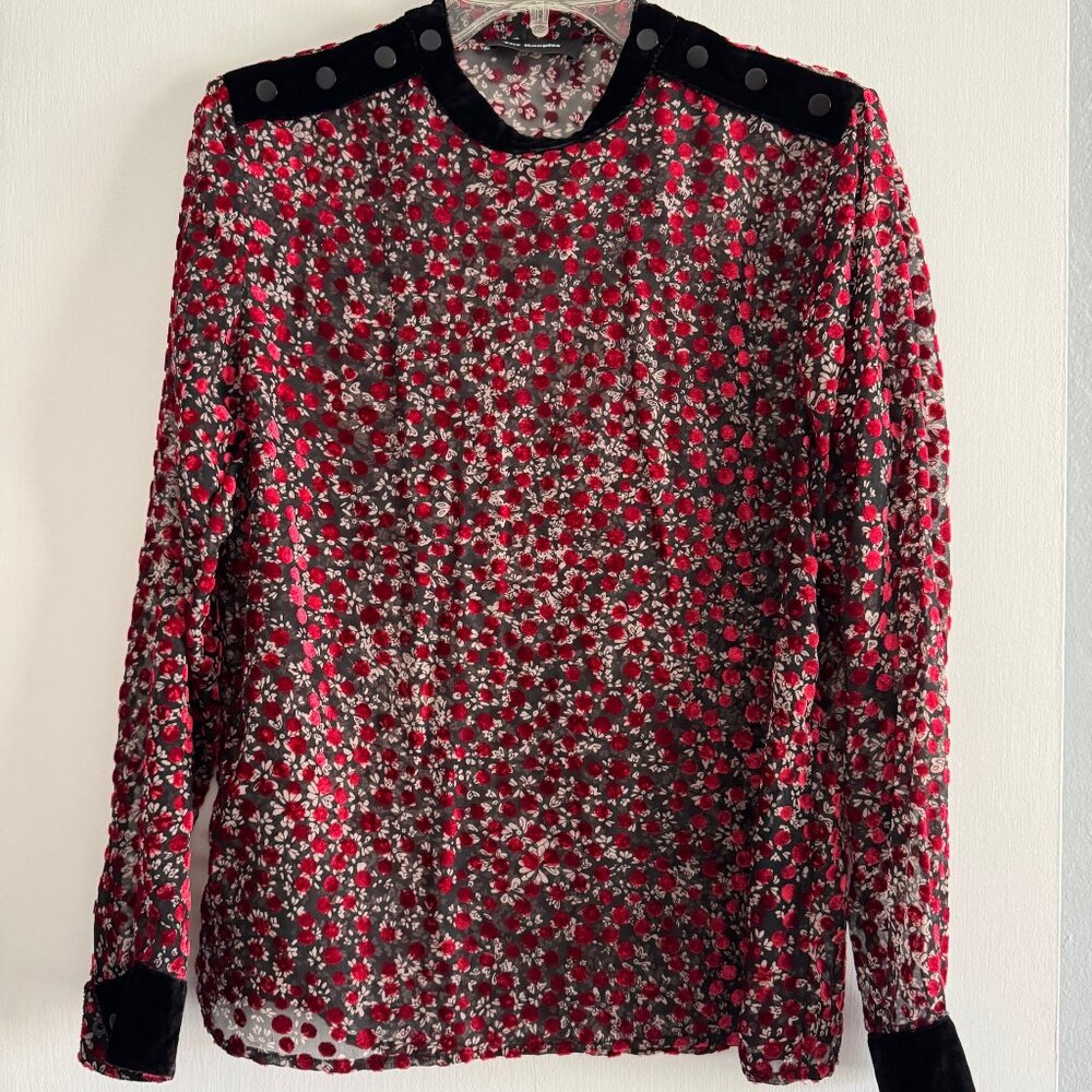 The Kooples velvet floral snap shirt